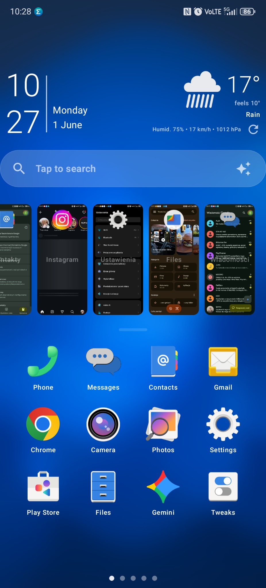 G-Launcher weather widget view