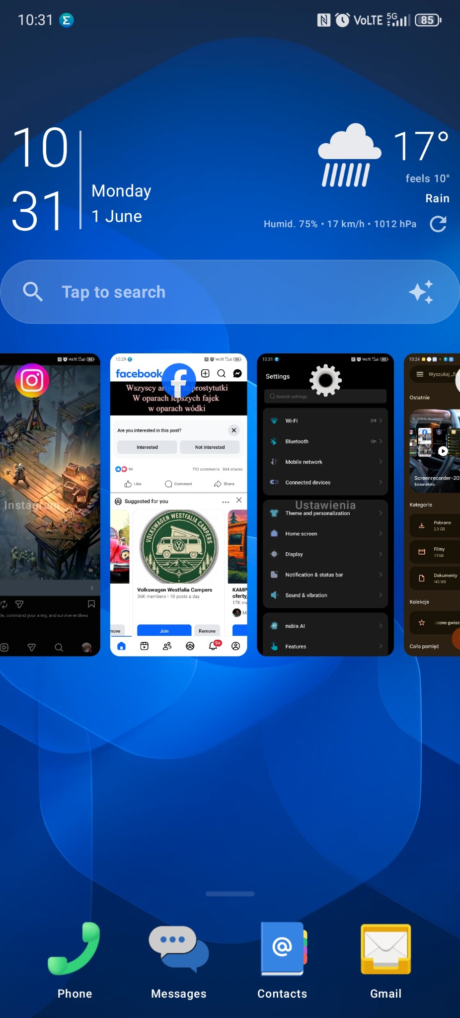 G-Launcher quick settings shortcuts