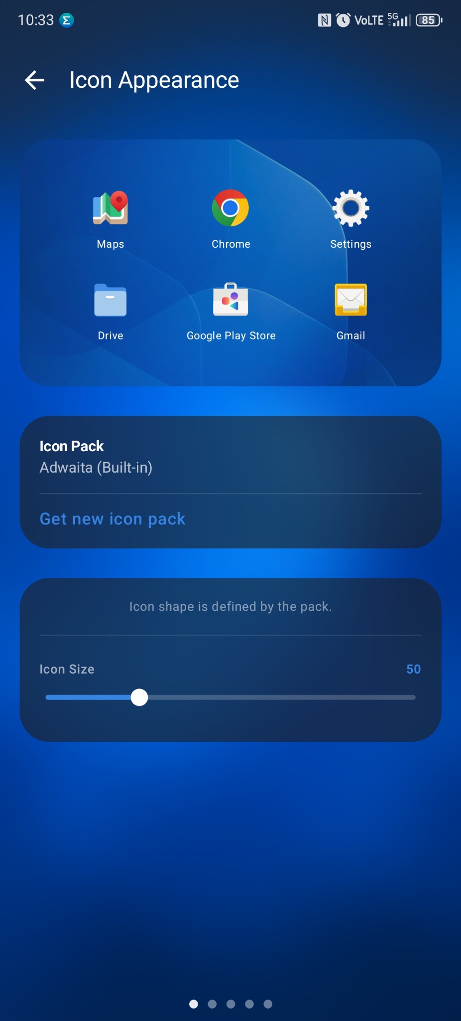 G-Launcher application grid icon layout